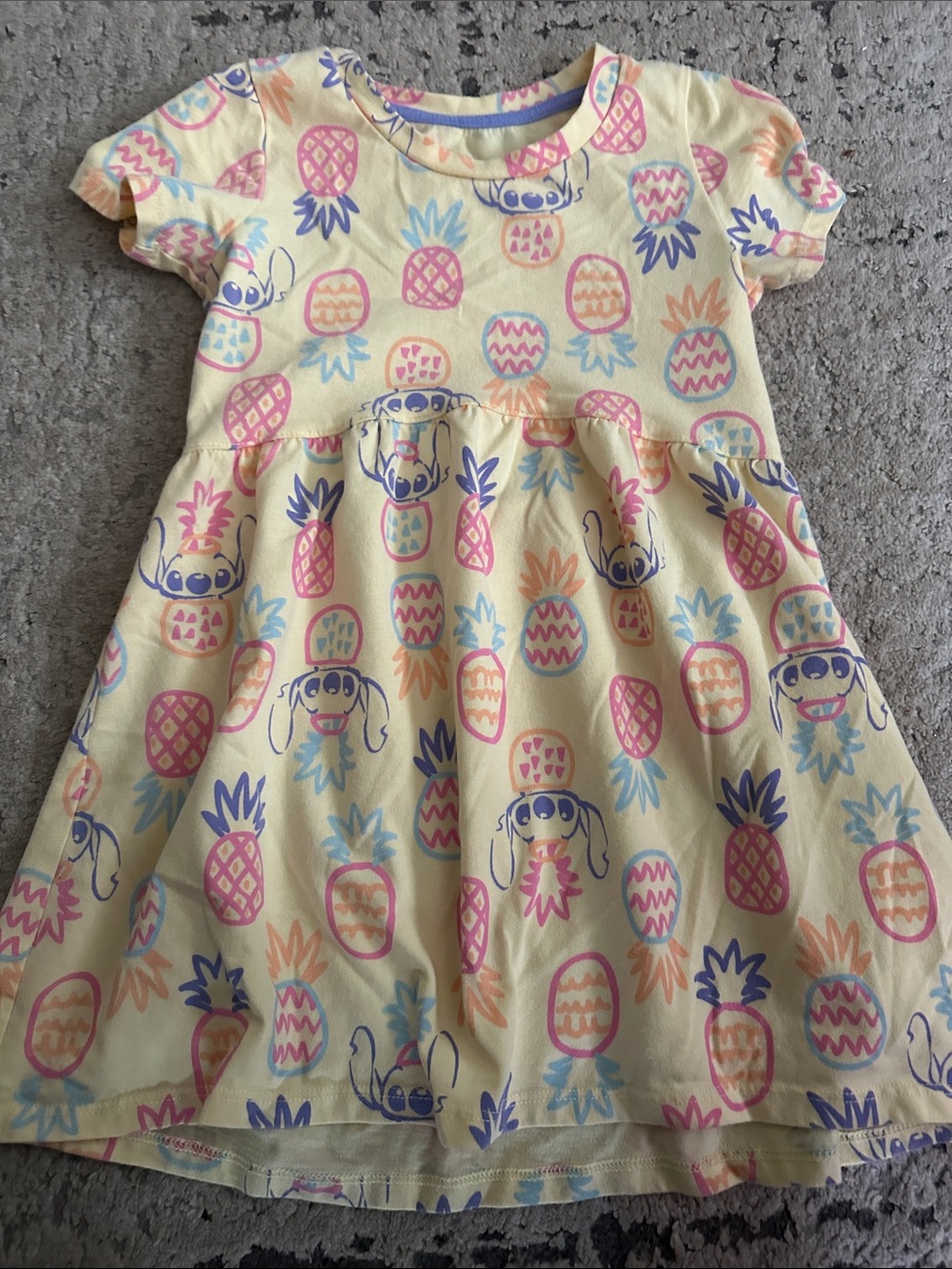 Disney Yellow Pineapple & Character Print Casual Dress